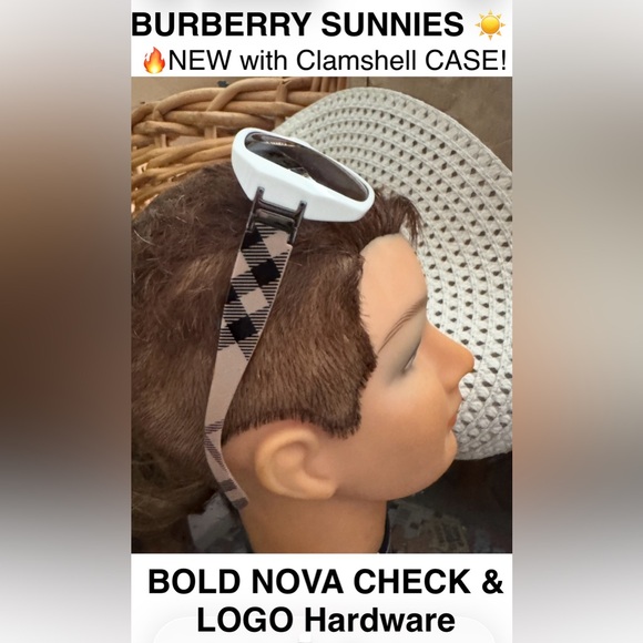 NEW🔥Burberry Sunglasses with Bold Nova Check and Logo Hardware/Clamshell CASE 😎 - Picture 11 of 11
